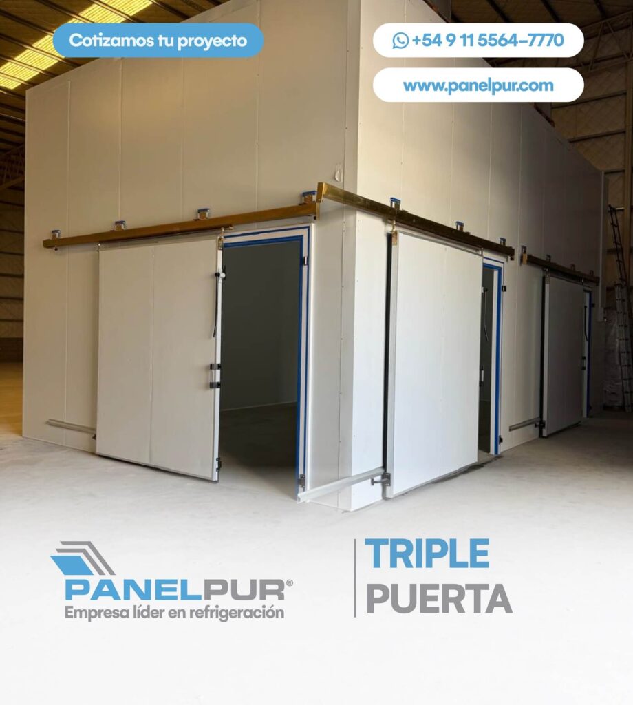cámara frigorífica tres puertas Panel Pur